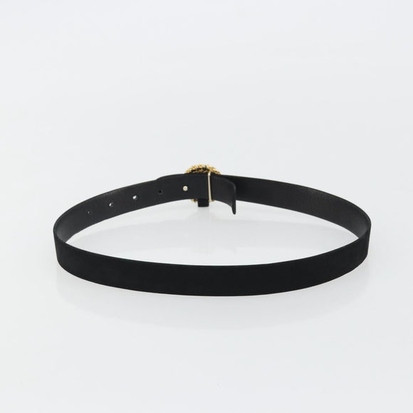 Christian Dior Belt Suede Leather 32.3"" Black Gold Auth 188621