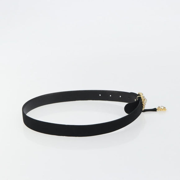 Christian Dior Belt Suede Leather 32.3"" Black Gold Auth 188621