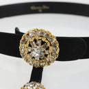 Christian Dior Belt Suede Leather 32.3"" Black Gold Auth 188621-5
