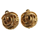 CHANEL COCO Mark Earring Metal Gold Tone CC Auth 188624M-1