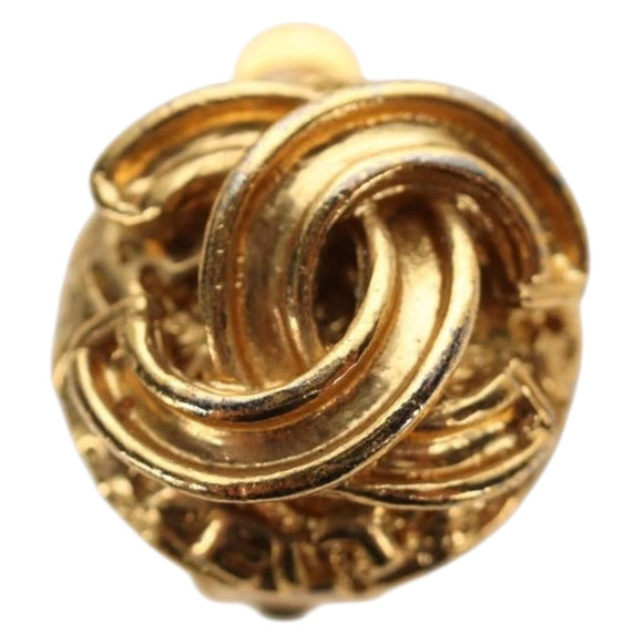 CHANEL COCO Mark Earring Metal Gold Tone CC Auth 188624M