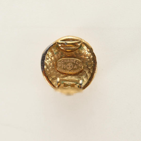 CHANEL COCO Mark Earring Metal Gold Tone CC Auth 188624M