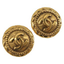 CHANEL COCO Mark Earring Metal Gold Tone CC Auth 188625M-1