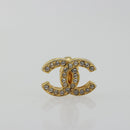 CHANEL COCO Mark Rhinestone Earring metal Gold Tone CC Auth 188626-2