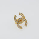 CHANEL COCO Mark Rhinestone Earring metal Gold Tone CC Auth 188626-7