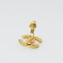 CHANEL COCO Mark Rhinestone Earring metal Gold Tone CC Auth 188626-9
