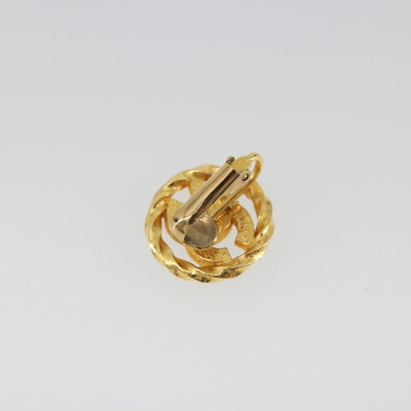 CHANEL Earring Metal Gold Tone CC Auth 188627