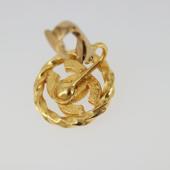 CHANEL Earring Metal Gold Tone CC Auth 188627