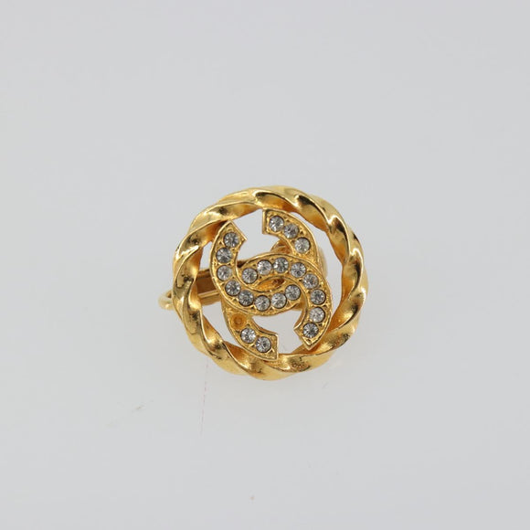 CHANEL Earring Metal Gold Tone CC Auth 188627