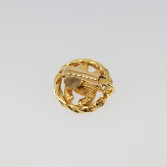 CHANEL Earring Metal Gold Tone CC Auth 188627