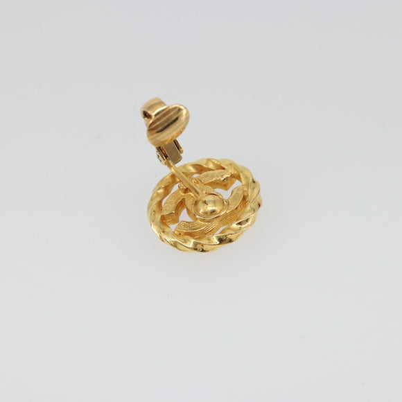 CHANEL Earring Metal Gold Tone CC Auth 188627