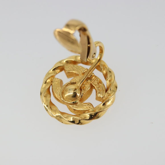 CHANEL Earring Metal Gold Tone CC Auth 188627