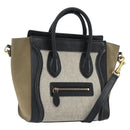 CELINE Luggage Nano Shopper Hand Bag Canvas Leather 2way Gray Gold Auth 188633A-1