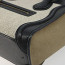 CELINE Luggage Nano Shopper Hand Bag Canvas Leather 2way Gray Gold Auth 188633A-15