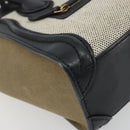 CELINE Luggage Nano Shopper Hand Bag Canvas Leather 2way Gray Gold Auth 188633A-16
