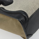 CELINE Luggage Nano Shopper Hand Bag Canvas Leather 2way Gray Gold Auth 188633A-18