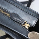 CELINE Luggage Nano Shopper Hand Bag Canvas Leather 2way Gray Gold Auth 188633A-19