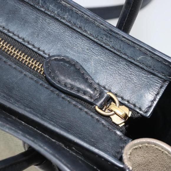 CELINE Luggage Nano Shopper Hand Bag Canvas Leather 2way Gray Gold Auth 188633A