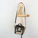 CELINE Luggage Nano Shopper Hand Bag Canvas Leather 2way Gray Gold Auth 188633A-24