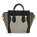 CELINE Luggage Nano Shopper Hand Bag Canvas Leather 2way Gray Gold Auth 188633A-2