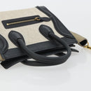 CELINE Luggage Nano Shopper Hand Bag Canvas Leather 2way Gray Gold Auth 188633A-7