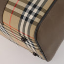 Burberrys Nova Check Boston Bag Canvas Beige Gold Auth 188634-9