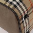 Burberrys Nova Check Boston Bag Canvas Beige Gold Auth 188634-16