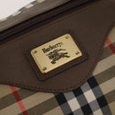 Burberrys Nova Check Boston Bag Canvas Beige Gold Auth 188634-17