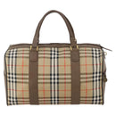 Burberrys Nova Check Boston Bag Canvas Beige Gold Auth 188634-2