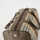 Burberrys Nova Check Boston Bag Canvas Beige Gold Auth 188634-6