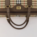 Burberrys Nova Check Boston Bag Canvas Beige Gold Auth 188634-7