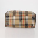 Burberrys Nova Check Boston Bag Canvas Beige Gold Auth 188634-5