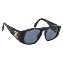 CHANEL COCO Mark Sunglasses plastic Black CC Auth 188635M-1