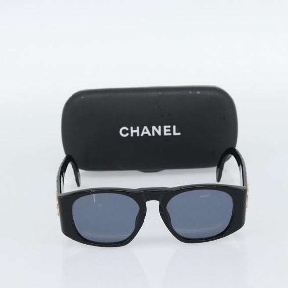 CHANEL COCO Mark Sunglasses plastic Black CC Auth 188635M