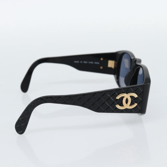CHANEL COCO Mark Sunglasses plastic Black CC Auth 188635M