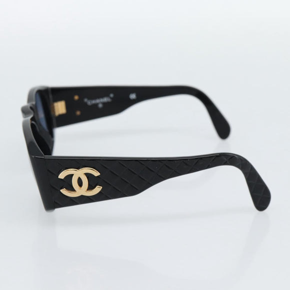 CHANEL COCO Mark Sunglasses plastic Black CC Auth 188635M