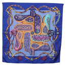 HERMES Carre 90 Scarf Silk ""H d ORIGNY"" Blue Auth 188636M-1