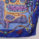 HERMES Carre 90 Scarf Silk ""H d ORIGNY"" Blue Auth 188636M-10