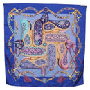 HERMES Carre 90 Scarf Silk ""H d ORIGNY"" Blue Auth 188636M-13