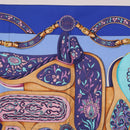 HERMES Carre 90 Scarf Silk ""H d ORIGNY"" Blue Auth 188636M-3