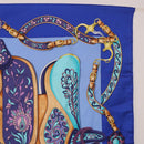 HERMES Carre 90 Scarf Silk ""H d ORIGNY"" Blue Auth 188636M-4