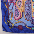 HERMES Carre 90 Scarf Silk ""H d ORIGNY"" Blue Auth 188636M-8