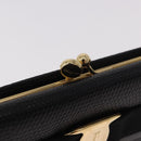 Salvatore Ferragamo Vala Long Wallet Leather Black Gold Auth 188659A-18
