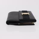 Salvatore Ferragamo Vala Long Wallet Leather Black Gold Auth 188659A-3