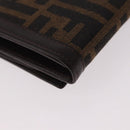 FENDI Zucca Canvas Long Wallet Black Brown Auth 188660A-10