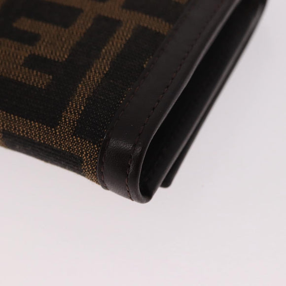 FENDI Zucca Canvas Long Wallet Black Brown Auth 188660A