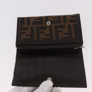FENDI Zucca Canvas Long Wallet Black Brown Auth 188660A-12