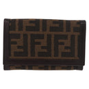 FENDI Zucca Canvas Long Wallet Black Brown Auth 188660A-2