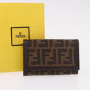 FENDI Zucca Canvas Long Wallet Black Brown Auth 188660A-21