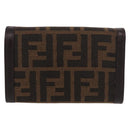 FENDI Zucca Canvas Long Wallet Black Brown Auth 188660A-3
